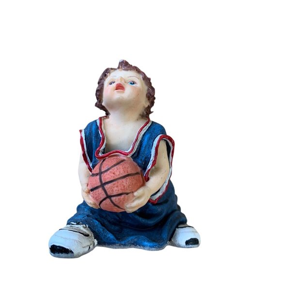 Boy Figure Figurine 3 in Tall Oversized Basketball Shirt Jersey Resin - Picture 5 of 5